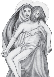 Pietà image of the Virgin Mary holding the body of Christ
