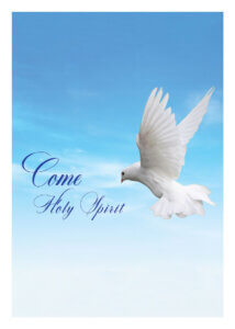 Catholic Triduum Mass card with white dove symbolizing the Holy Spirit