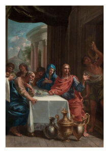 Catholic wedding Mass card with the Wedding at Cana scene