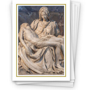 Sacred art image of the Pietà showing Mary holding the body of Jesus, featured in the Legionaries of Christ Mass card 6-Pack.