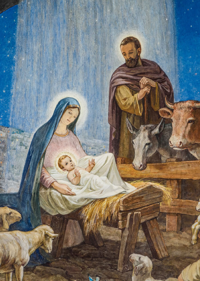 Nativity scene of Mary, Joseph, and baby Jesus – Individual Christmas Mass Card